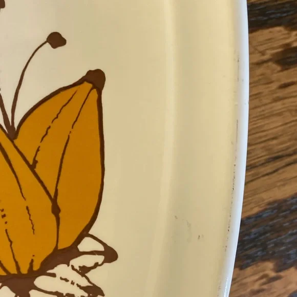 Vtg Retro Up-Beat Stoneware Orange Yellow Floral Toccata Plate Platter 12 3/4” - Picture 6 of 10